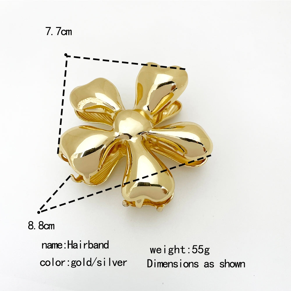 Women's Vintage Flower Alloy Hair Claw Clip - Fashion Ponytail Shark Hairpin