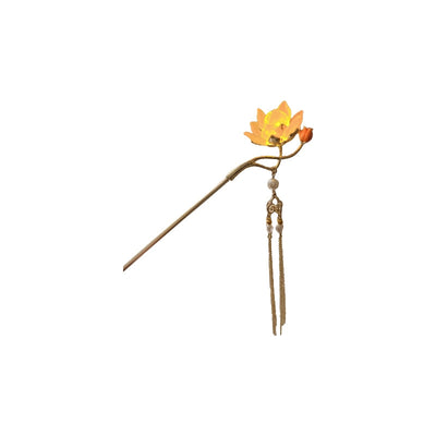 Chinoiserie Flower & Phoenix Lotus Tassel Hairpin for Hanfu