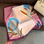Women's Elegant Floral Print Silk Square Scarf
