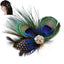 Women's Elegant Peacock Feather Hair Clip with Rhinestone Headband Accessory