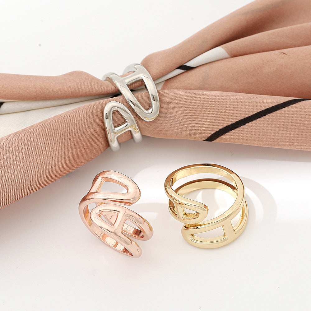 Women's Korean Style Alloy Hollow Out Snake Shape Scarf Ring