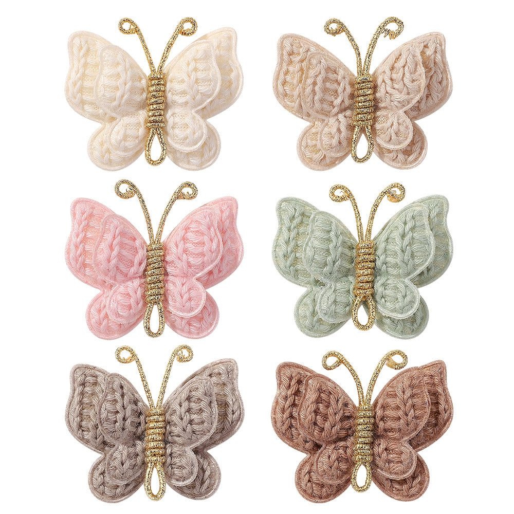 Women's Handmade Butterfly Yarn Hair Clip - Soft Solid Color Hair Accessory for Kids