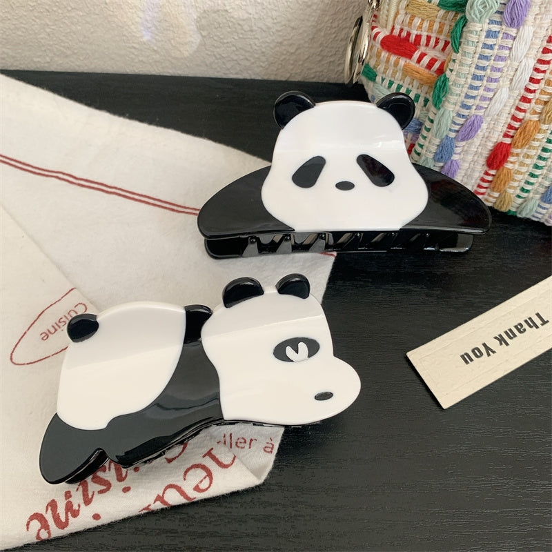 Women's Panda Acetate Hair Claw Clip - Cute Cartoon Design, 2024 New High-Quality Shark Clip