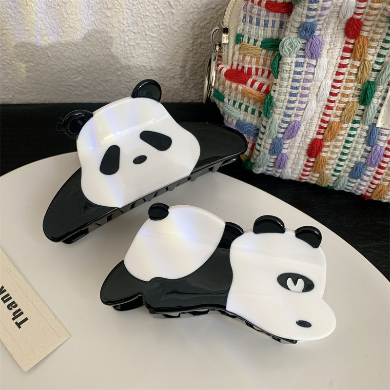 Women's Panda Acetate Hair Claw Clip - Cute Cartoon Design, 2024 New High-Quality Shark Clip