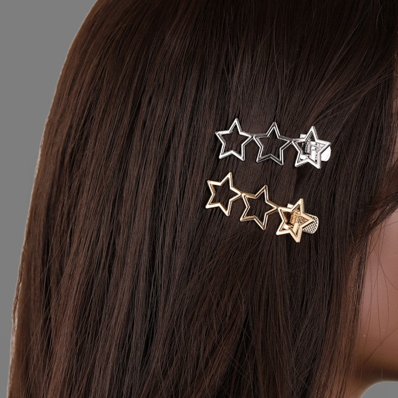 Women's Y2K Star Alloy Hair Clip - Cute Metal Pentagram Duckbill Hairpin for Bangs