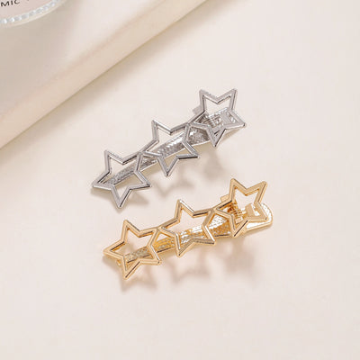 Women's Y2K Star Alloy Hair Clip - Cute Metal Pentagram Duckbill Hairpin for Bangs