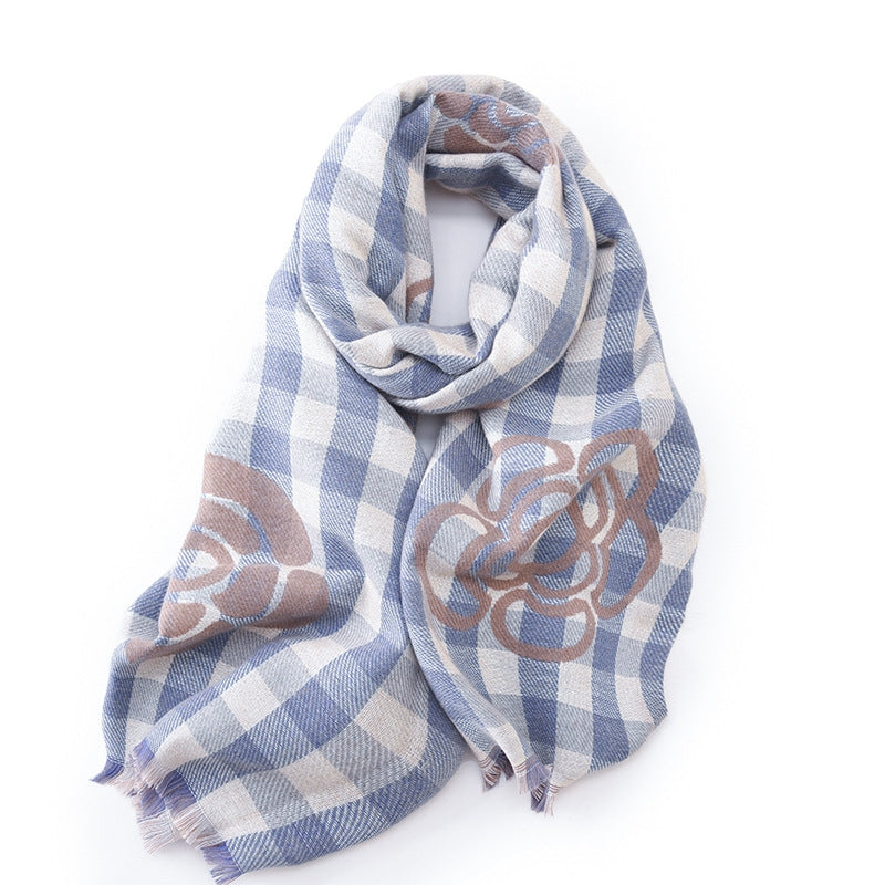 Women's Elegant Plaid Imitation Cashmere Scarf with Tassels