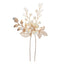 Women's Elegant Bridal Gold Leaf Pearl Flower Hairpin