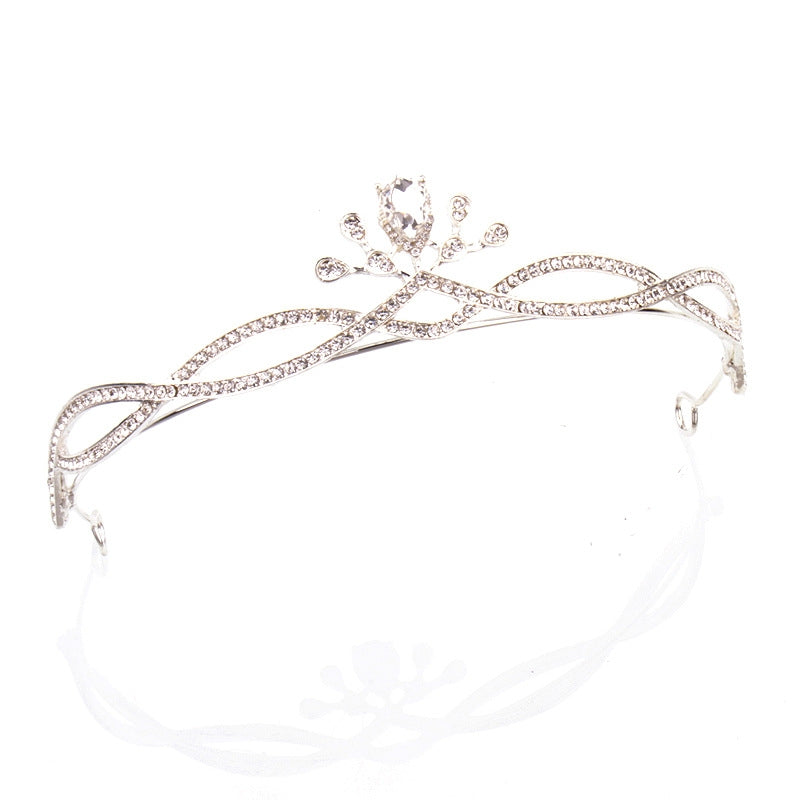 Women's Elegant Rhinestone Zircon Alloy Princess Crown Headband for Bridal and Party Wear