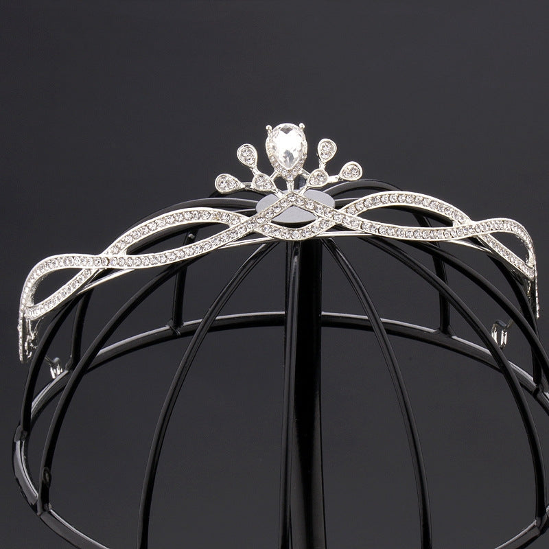 Women's Elegant Rhinestone Zircon Alloy Princess Crown Headband for Bridal and Party Wear