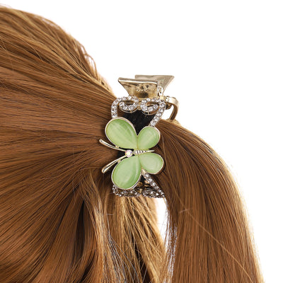 Elegant Women's Butterfly & Clover Hair Claw Clip - Korean Style Hair Accessories