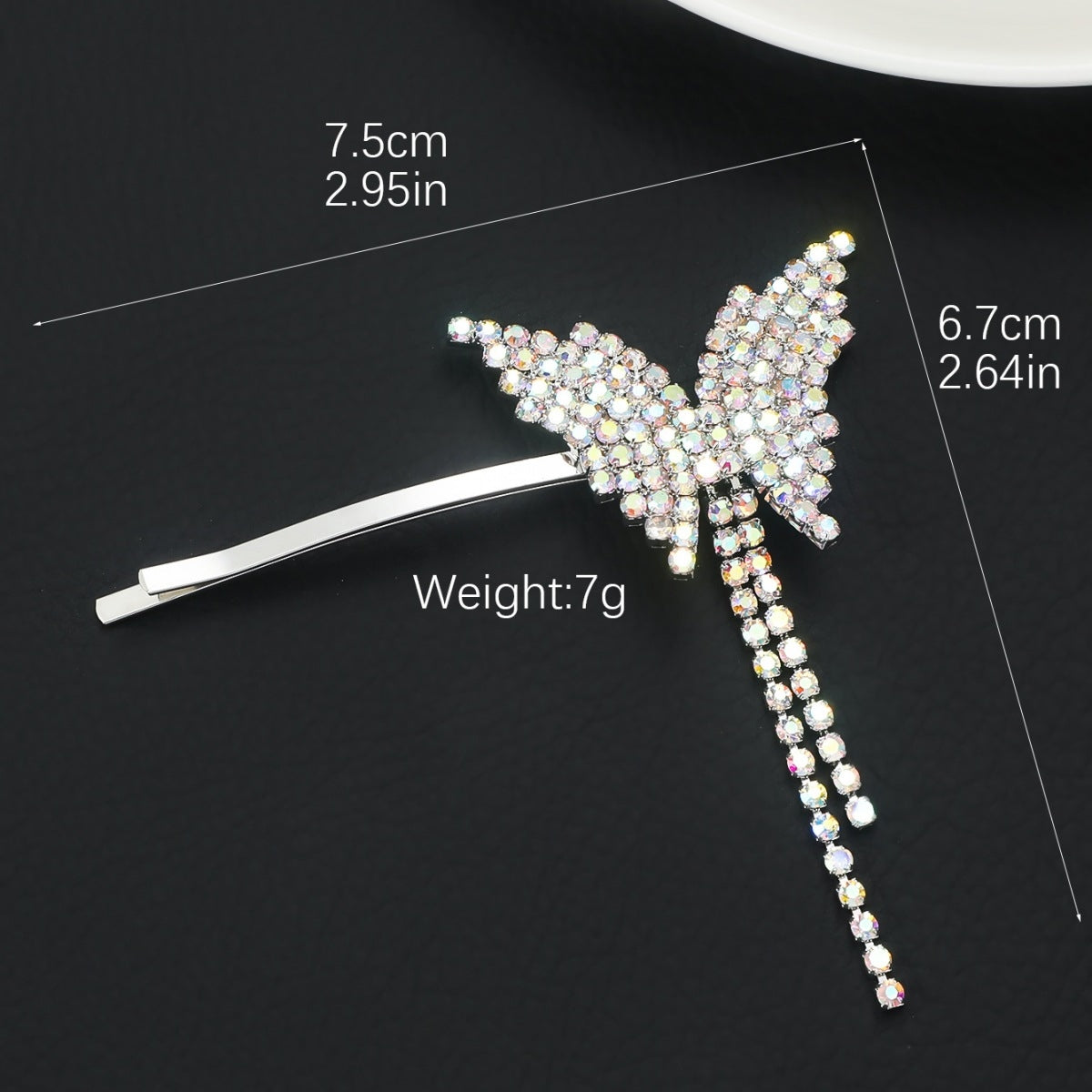 Women's Rhinestone Butterfly Tassel Hair Clip - Elegant Metal Plating Hair Accessory