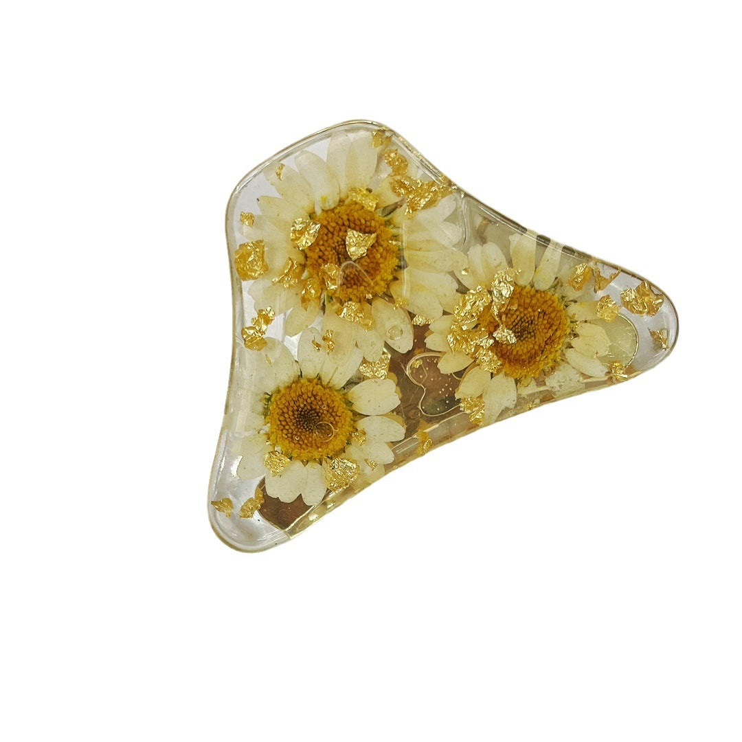 Women's Elegant Handmade Dried Flower Epoxy Hair Claw Clip