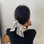 Women's Elegant Geometric Silk Scarf and Hair Ribbon Accessory