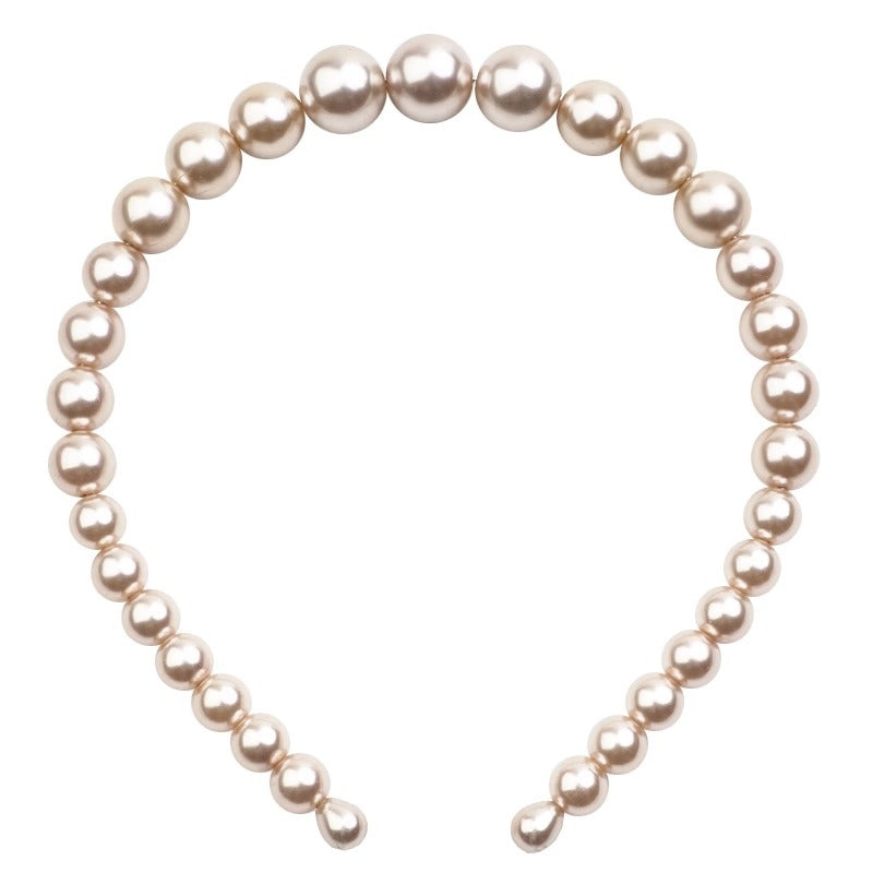 Women's Geometric Pearl Beaded Headband - French Retro Style