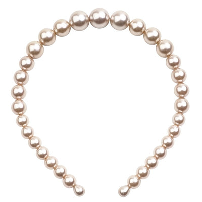 Women's Geometric Pearl Beaded Headband - French Retro Style