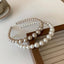 Women's Geometric Pearl Beaded Headband - French Retro Style