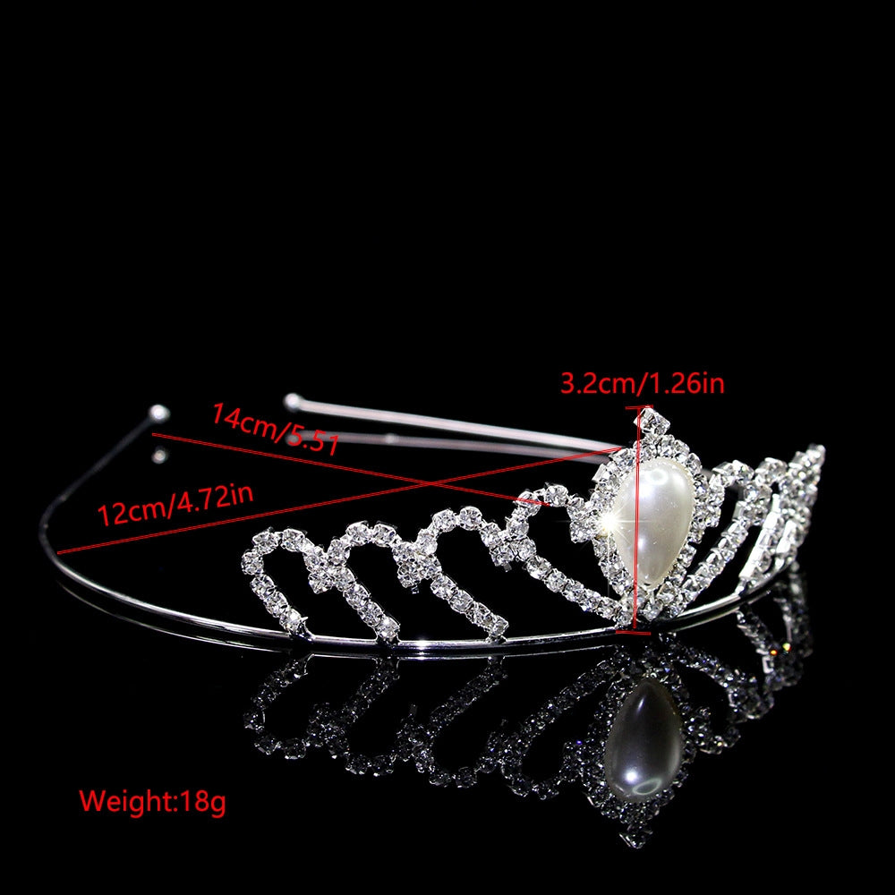 Women's Elegant Bridal Rhinestone & Pearl Crown Headband