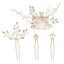 Women's Elegant Bridal Geometric Crystal Pearl Rhinestone Handmade Hairpin Comb Set