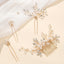 Women's Elegant Bridal Geometric Crystal Pearl Rhinestone Handmade Hairpin Comb Set