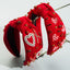 Women's Heart-Shaped Rhinestone Beaded Headband - Valentine's Day Red Knotted Wide-Brim Hair Accessory