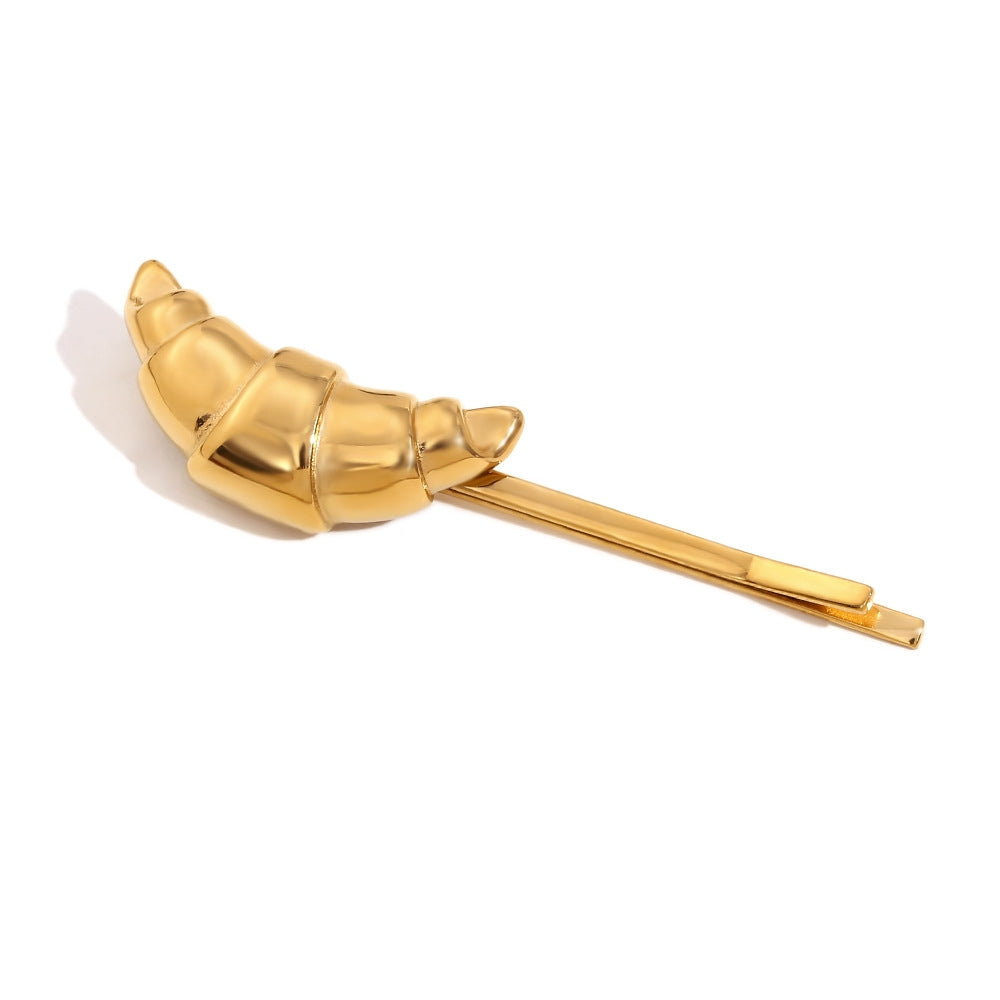 Women's Elegant 18K Gold Plated Stainless Steel Horn Hair Clip