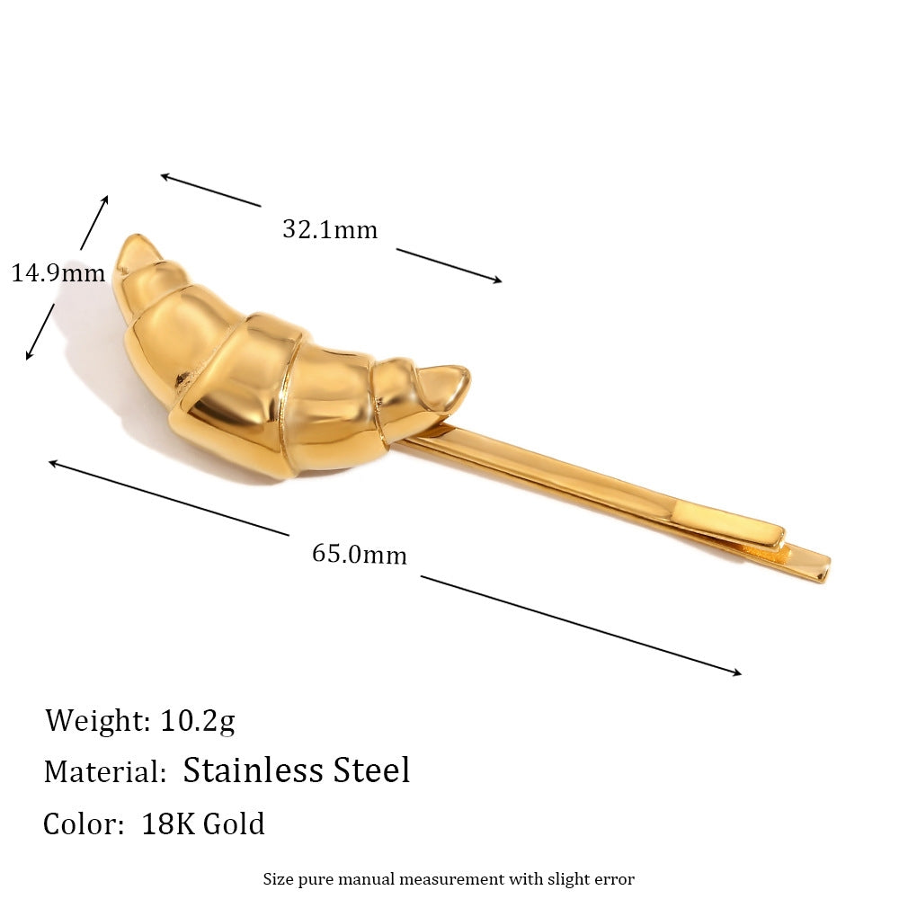 Women's Elegant 18K Gold Plated Stainless Steel Horn Hair Clip