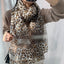 Women's Elegant Leopard Print Silk Wool Blend Scarf Shawl