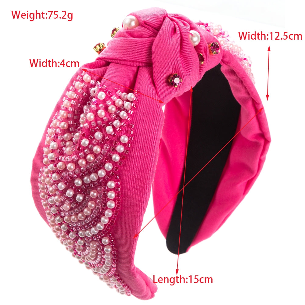 Women's Luxurious Rhinestone Pearl Beaded Knot Headband