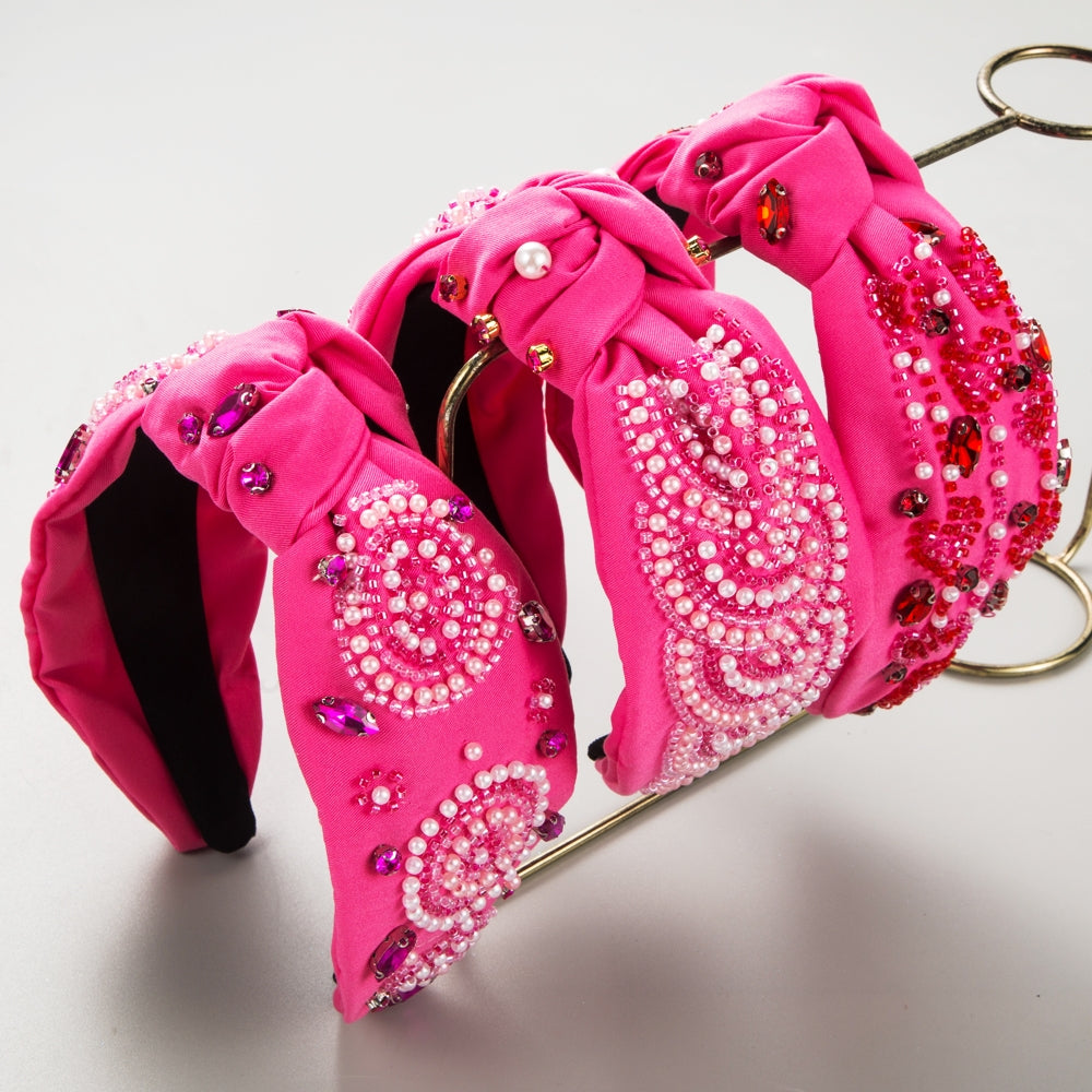 Women's Luxurious Rhinestone Pearl Beaded Knot Headband