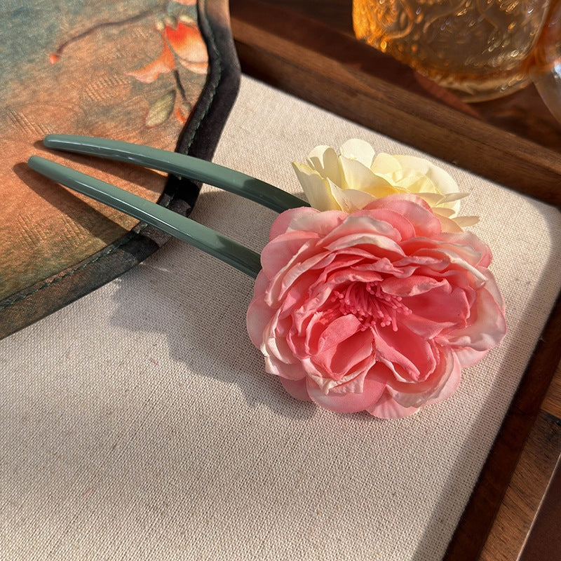 Elegant Women's Floral Resin U-Shaped Hairpin