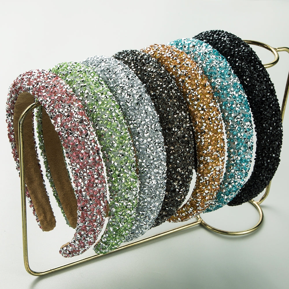 Women's Rhinestone Embellished Color Block Acrylic Hair Band