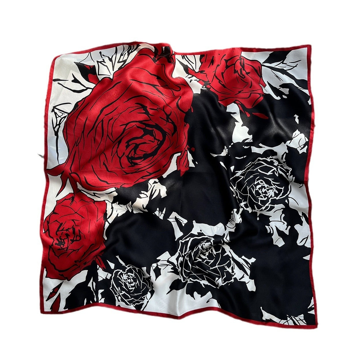 Women's Elegant Floral Silk Scarf - 100% Mulberry Silk Square Scarf 70cm