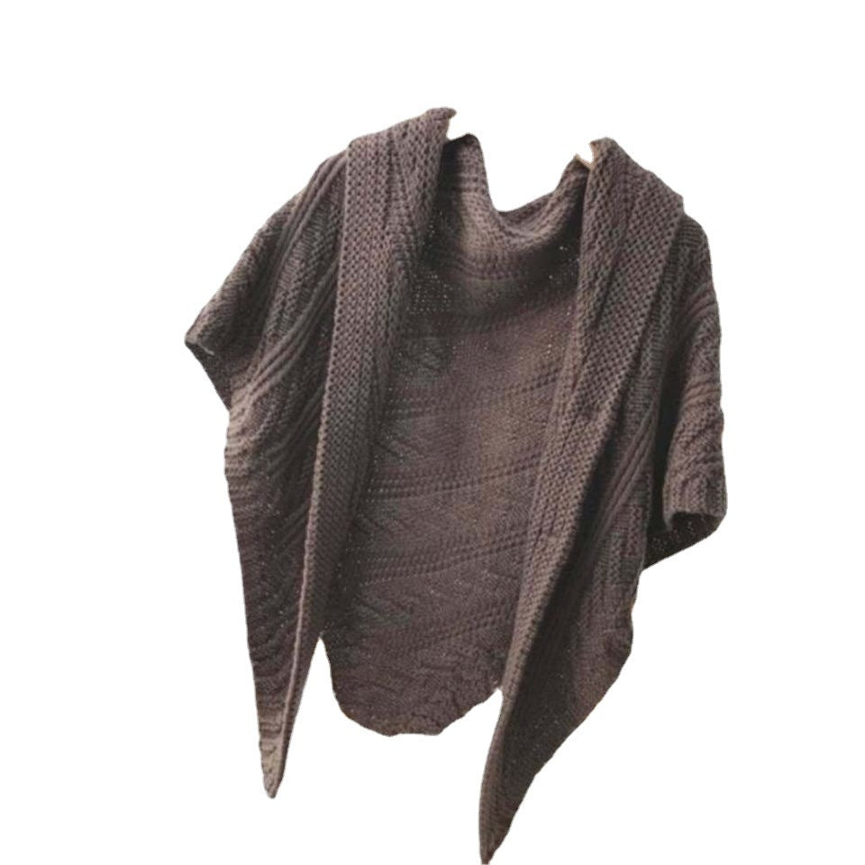 Women's Elegant Knit Triangle Scarf with Buckle