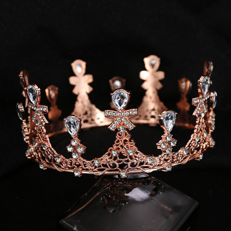 Women's Elegant Baroque Rhinestone Tiara with Butterfly and Floral Design