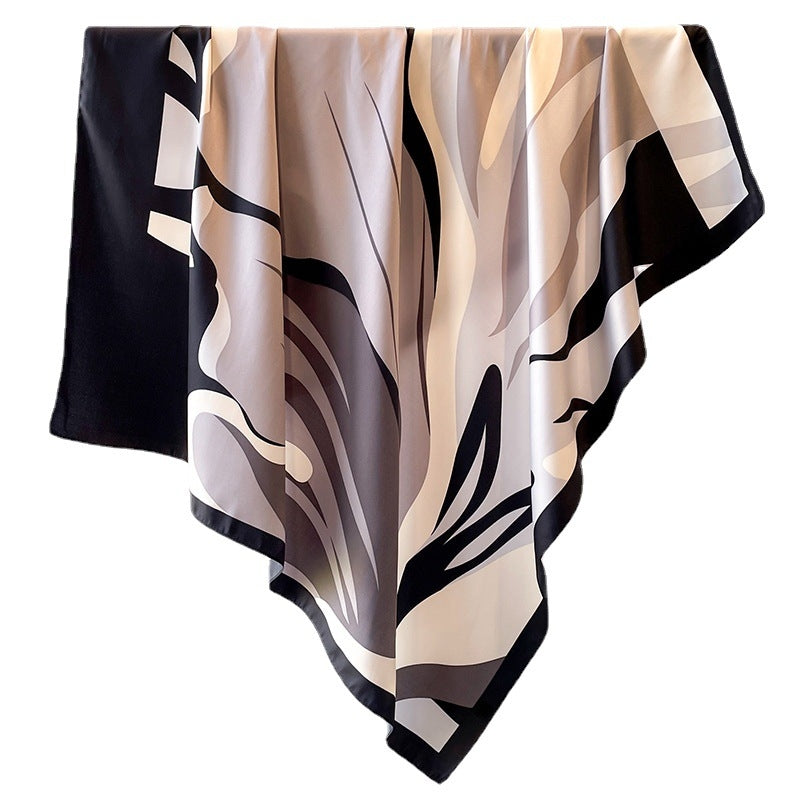 Women's Elegant Striped Polyester Print Scarf 90×90cm Fashion Silk-like Shawl