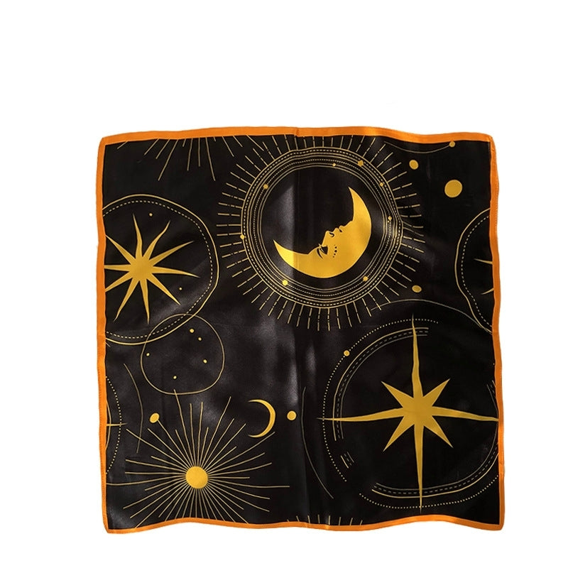 Women's Elegant Sun and Moon Silk Print Scarf - Fashionable Lightweight Neck Wrap