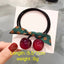 Women's Elegant Artistic Cherry Acrylic Hair Tie and Leather Ponytail Holder