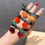 Women's Elegant Artistic Cherry Acrylic Hair Tie and Leather Ponytail Holder