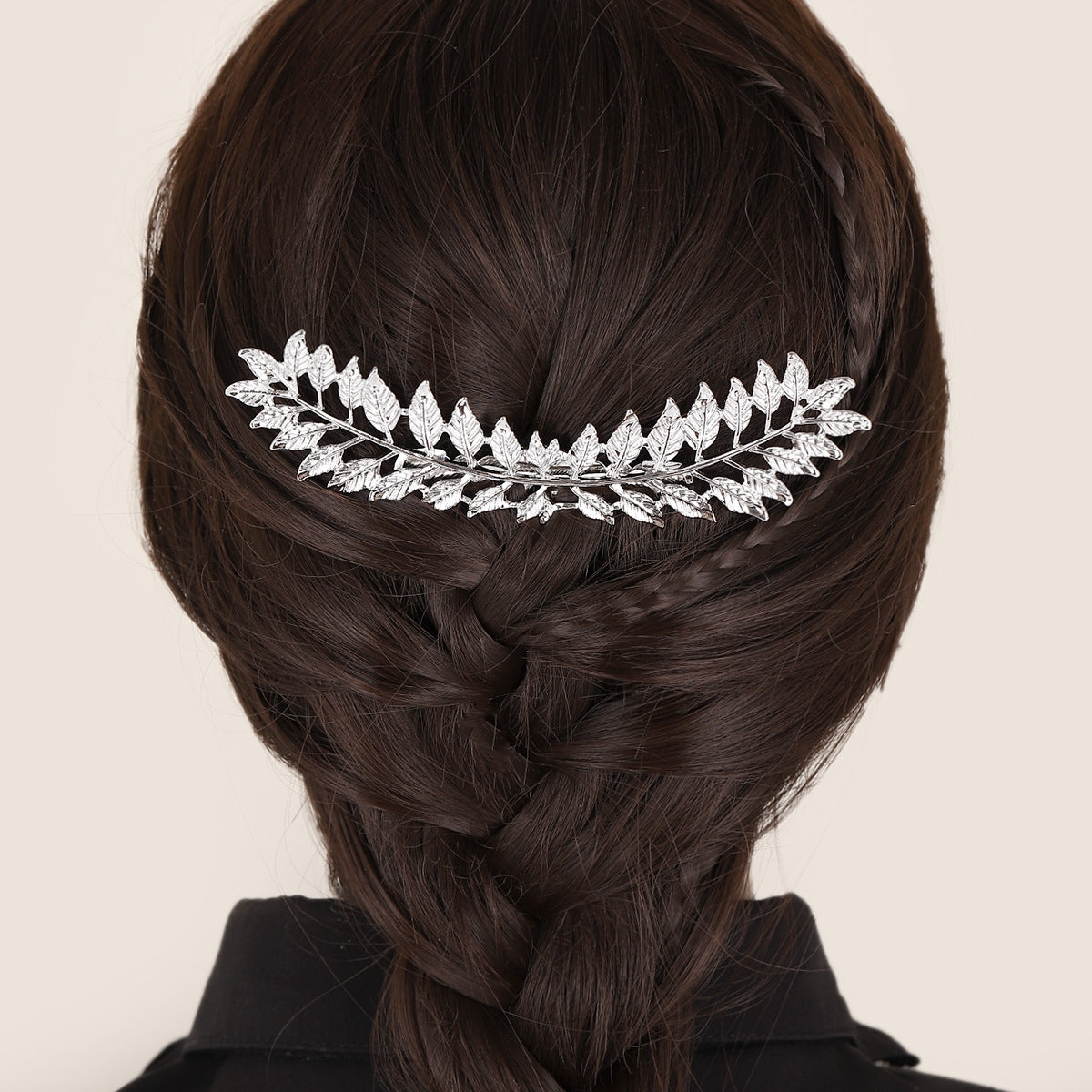 Women's Baroque Leaf Rhinestone Hair Comb for Bridal and Photography