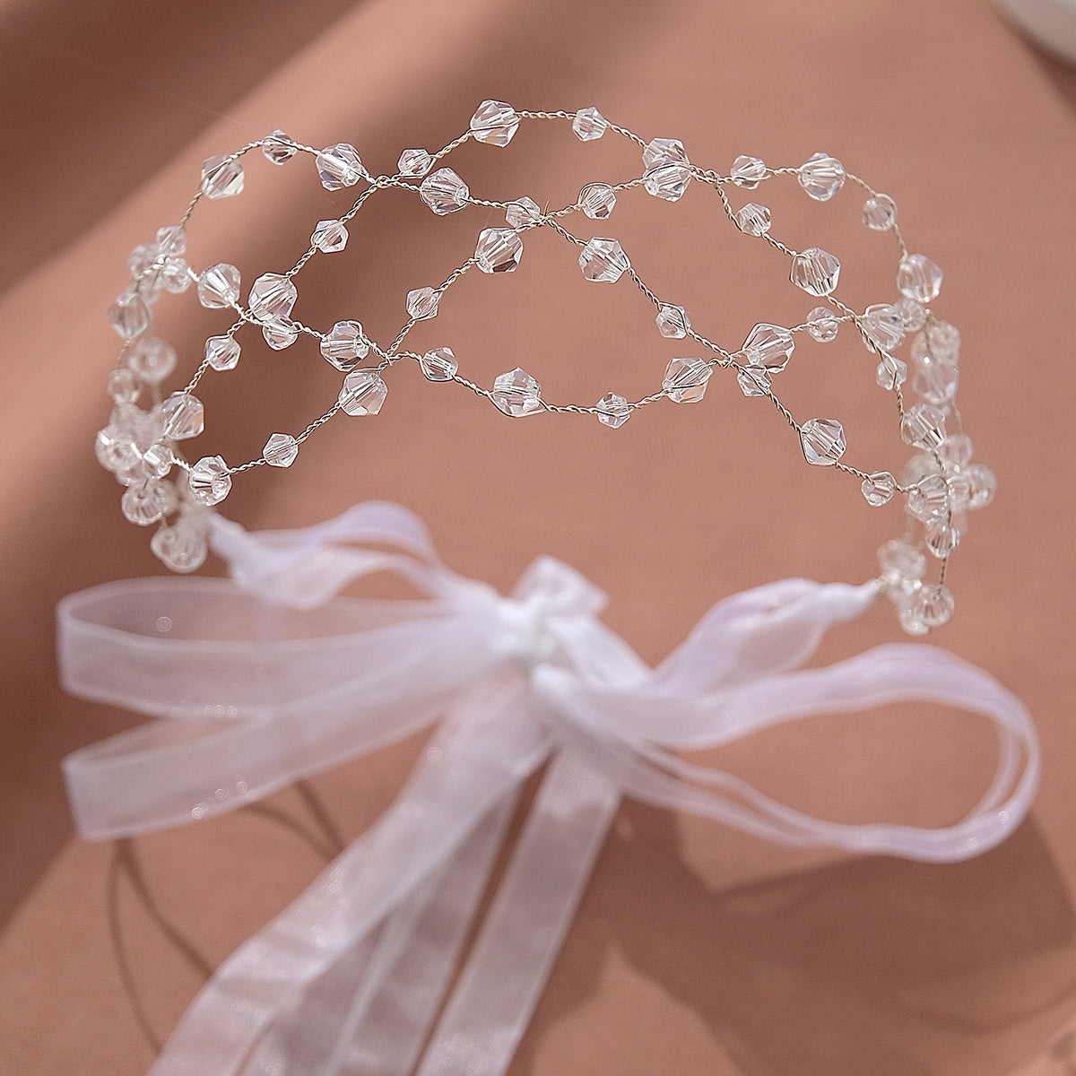 Women's Elegant Geometric Crystal Ribbon Handmade Bridal Hair Band