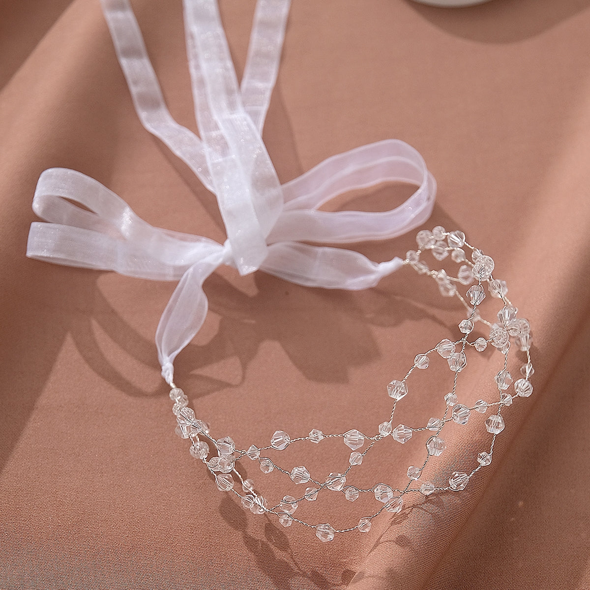 Women's Elegant Geometric Crystal Ribbon Handmade Bridal Hair Band