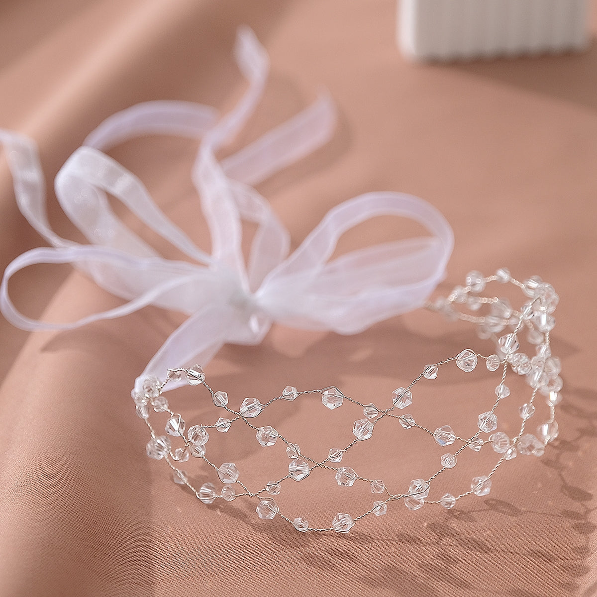 Women's Elegant Geometric Crystal Ribbon Handmade Bridal Hair Band