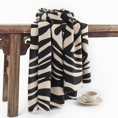 Women's Elegant Zebra Striped Polyester Scarf Shawl