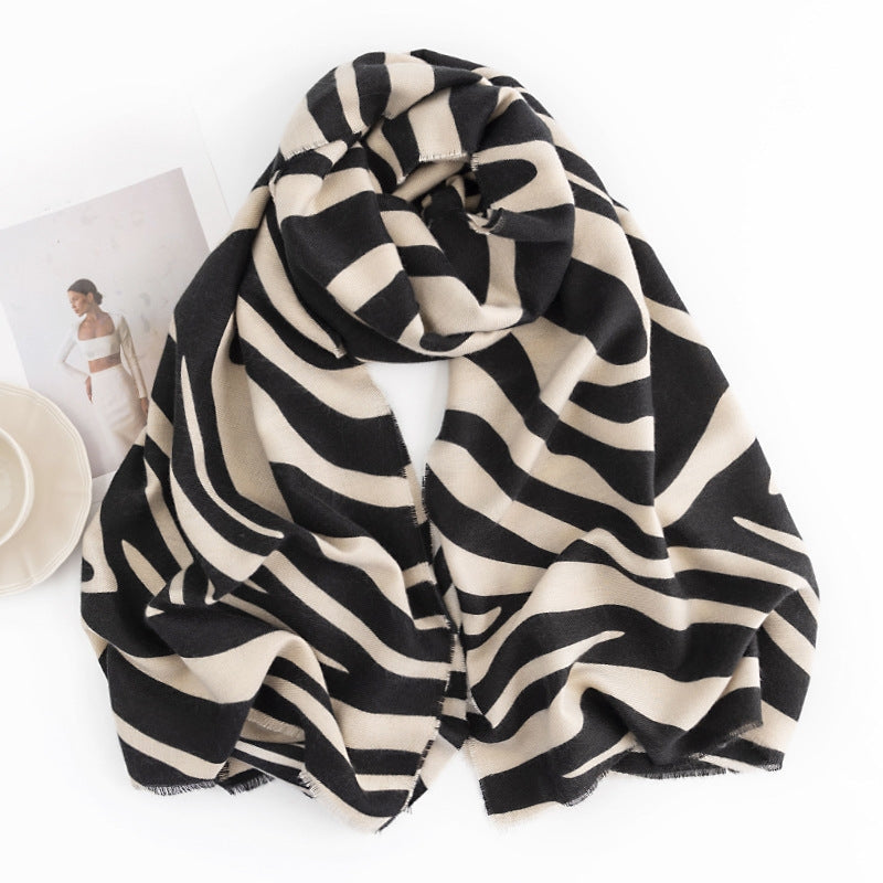 Women's Elegant Zebra Striped Polyester Scarf Shawl