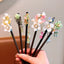 Women's Ethnic Floral Wood Inlay Gemstone Rhinestone Hairpin with Tassels