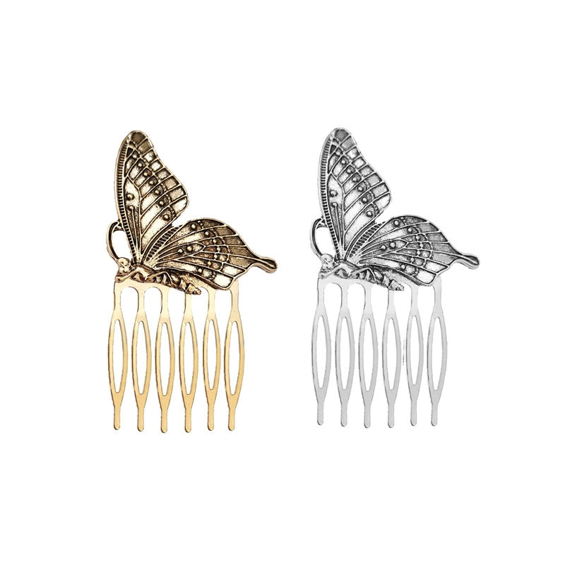 Women's Ethnic Style Butterfly Alloy Hair Comb - Fresh Metal Forest Series