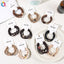 Women's Heart Shape Hair Tie Set - Milk Coffee Color Leather Bands & Floral Love Rings