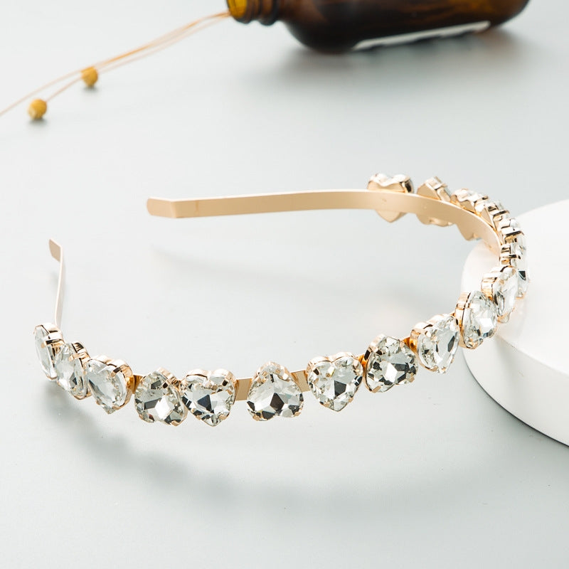 Women's Fashion Heart-Shaped Rhinestone Metal Headband