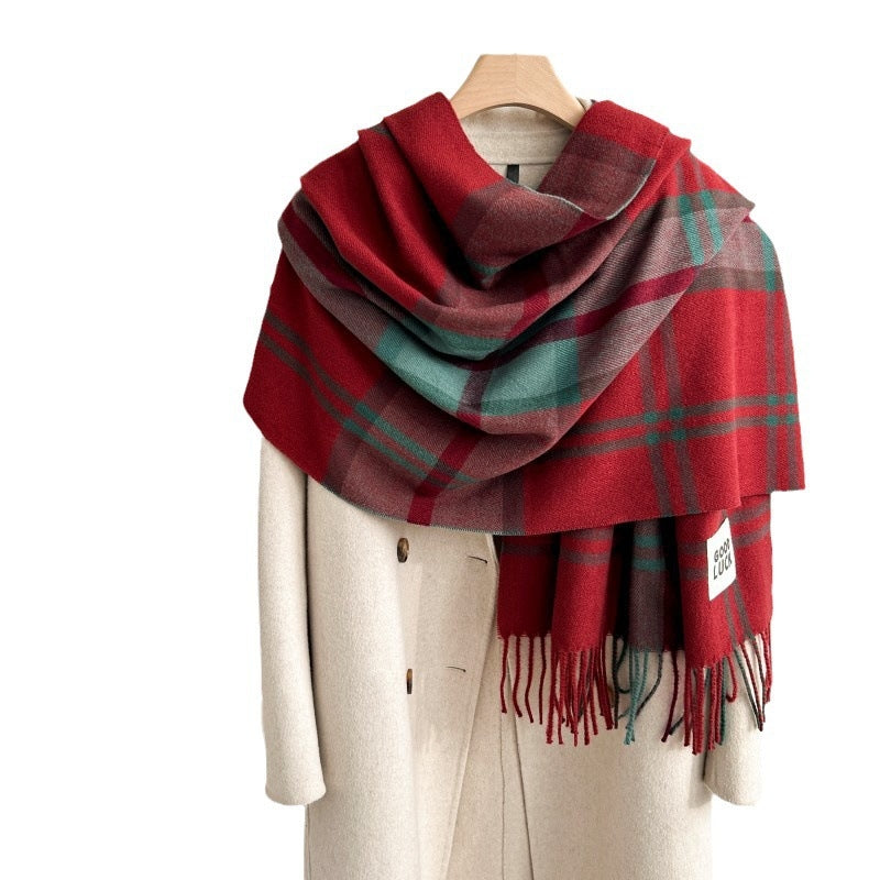 Women's Classic Plaid Tassel Scarf - Unisex Warm Shawl Wrap